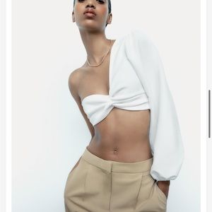 Zara One Sleeve Bandeau crop top. Sz-Large